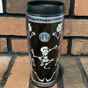 2003 Starbucks Barista Halloween Skeleton and Bone Patterned Cup